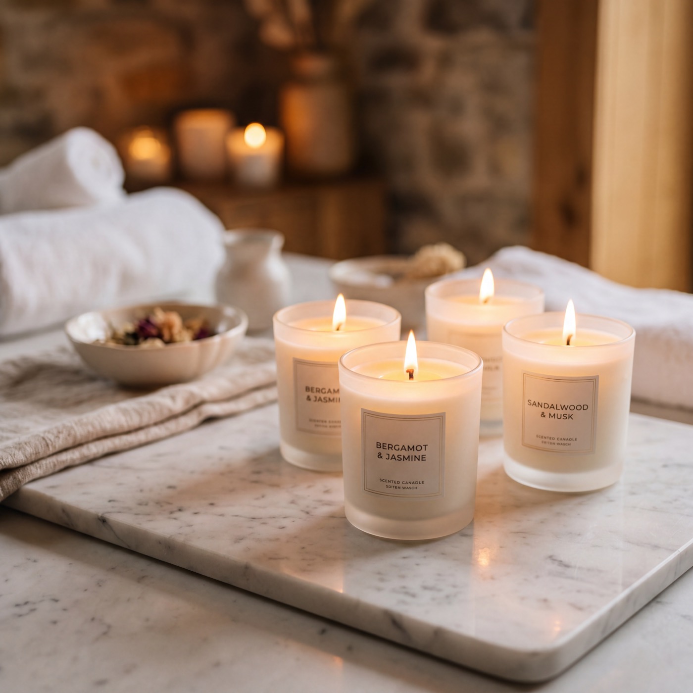 Candele accese nella zona spa
